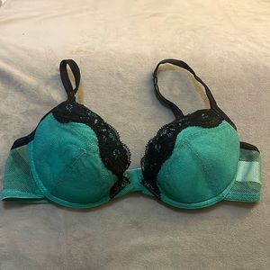 H&M 34A turquoise black mesh push-up bra